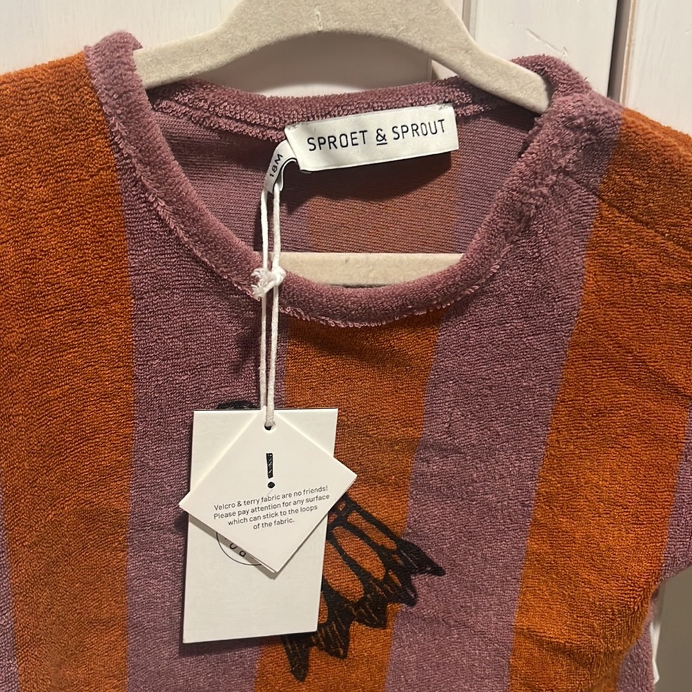 SPROET & SPROUT Organic Cotton Purple Striped T-Shirt Terry - Picture 5 of 6